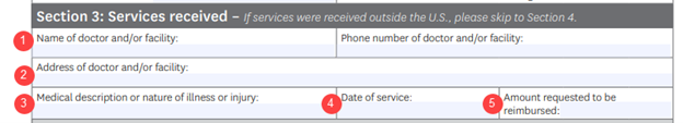 Image of Section 3 of claim form for COVID test kit